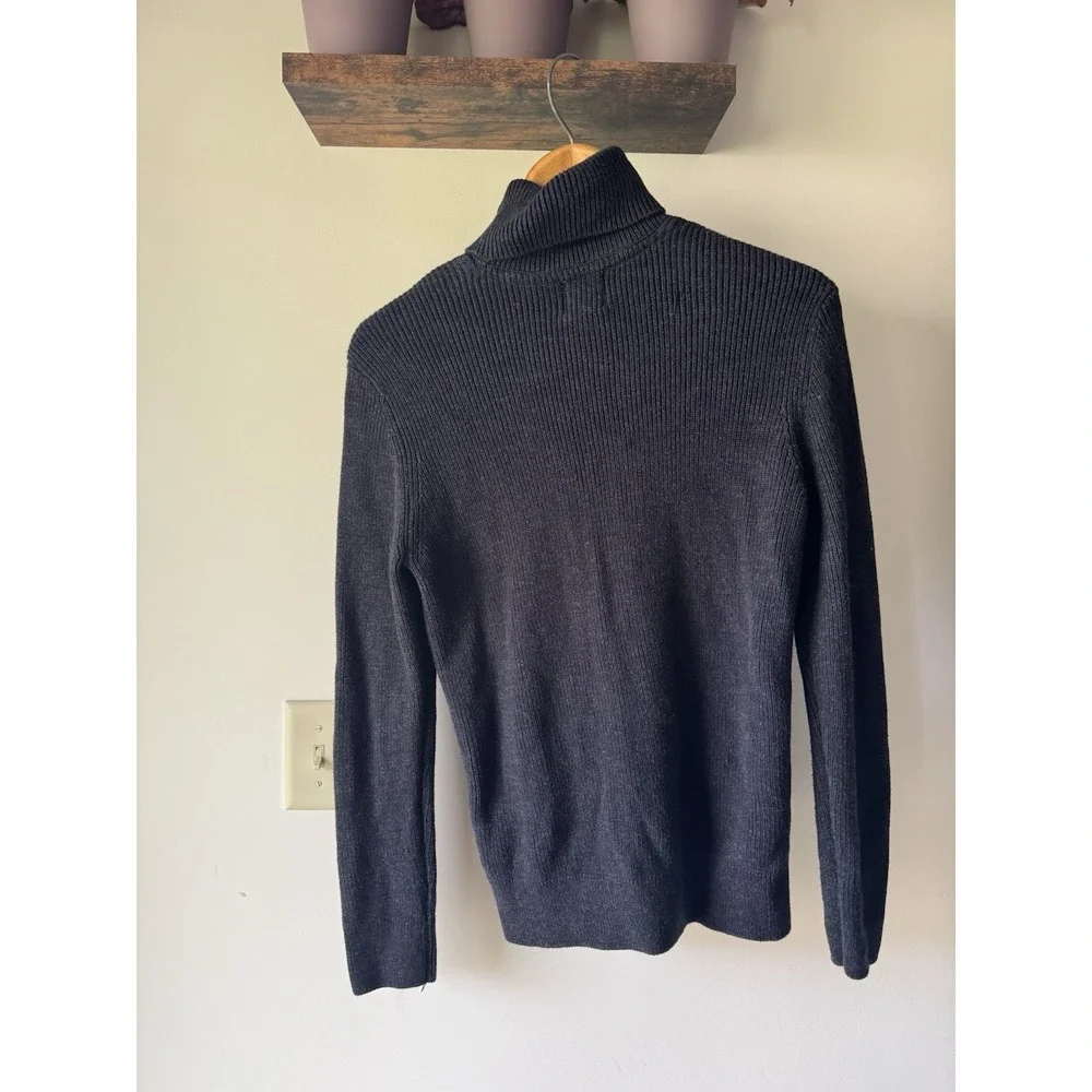 H&M LOGG Ribbed Turtleneck Sweater Black 100% Cotton Minimalist Men's Small